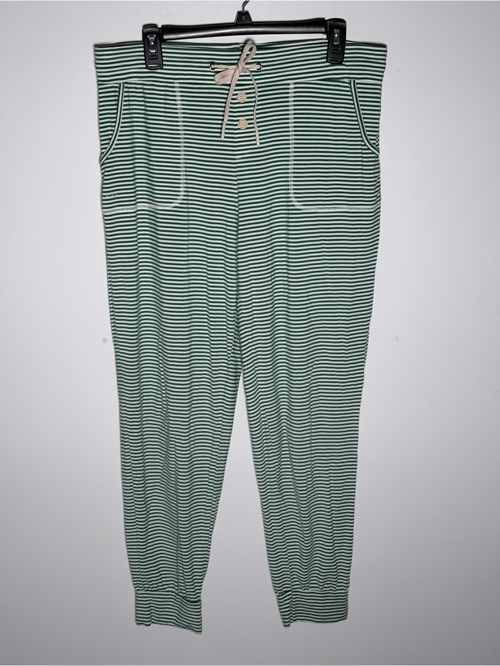 Lates by Kate Striped Green Drawstring Women's Pajama Pants